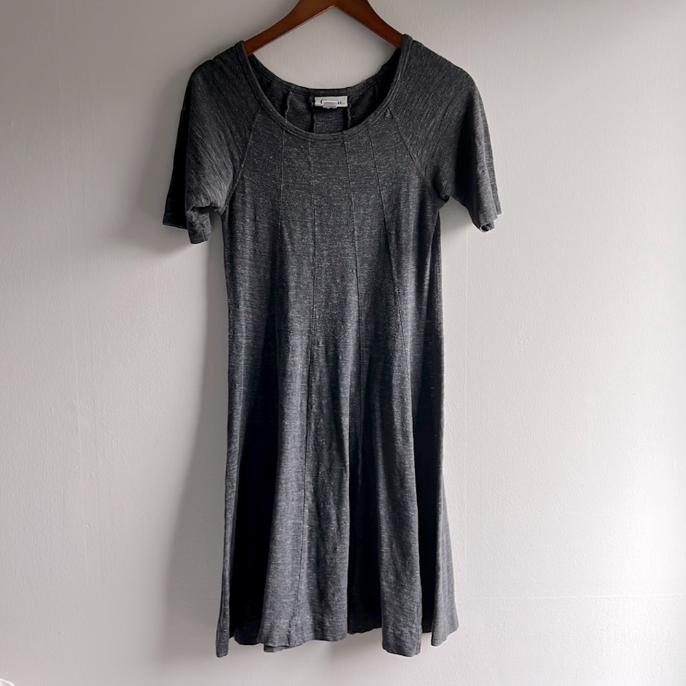 Vintage Ganni 100% cotton charcoal gray short sleeve dress